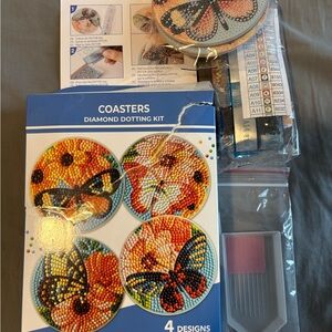 Coasters Diamond Dotting Kit - Butterfly Designs (Blue)